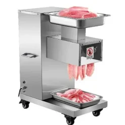 500Kg/H 750W elektrisk köttskärare med 4 hjul, kraftfull prestanda, hög säkerhet, löstagbart blad, bred applikation