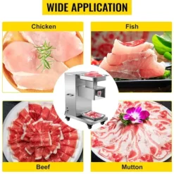 500Kg/H 750W elektrisk köttskärare med 4 hjul, kraftfull prestanda, hög säkerhet, löstagbart blad, bred applikation