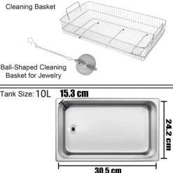 28/40KHz dubbelfrekvens ultraljudsrengörare med 10L tank, justerbar uppvärmning/arbetstid, 3 rengöringslägen, genomtänkt design
