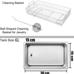 28/40KHz dubbelfrekvens ultraljudsrengörare med 6L tank, justerbar uppvärmning/arbetstid, 3 rengöringslägen, genomtänkt design