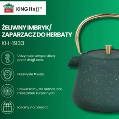 Kinghoff Gjutjärns Imbryk 1L med Filter Flaska Grön