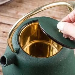 Kinghoff Gjutjärns Imbryk 1L med Filter Flaska Grön