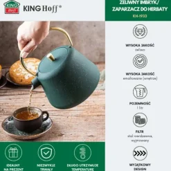 Kinghoff Gjutjärns Imbryk 1L med Filter Flaska Grön