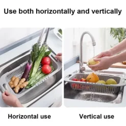 Kök Utdragbar Avloppskorg Plast Diskbänk Filterkorg Frukt Grönsakskorg