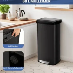 Köksavfallspåse, 68L, 40x38x78 cm, Svart