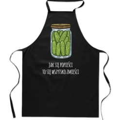 KÖKSFÖRKLÄDE med roligt TRYCK GURKOR I BURK MED GURKOR som godis