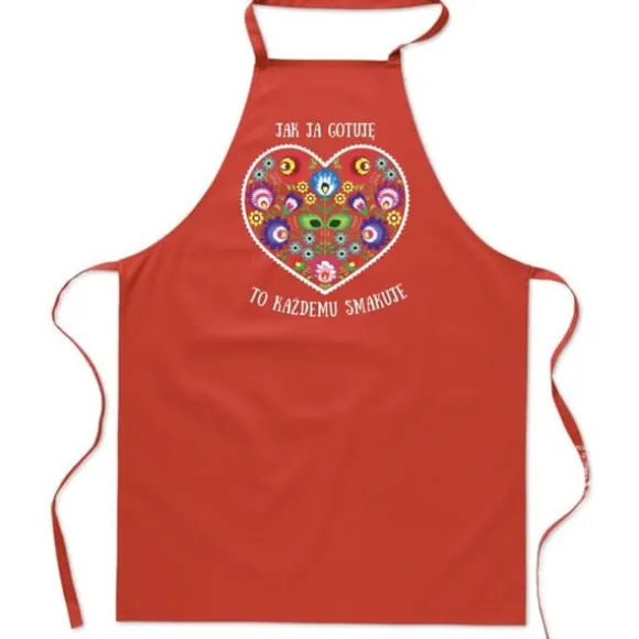 KÖKSFÖRKLÄDE med TRYCK Folklore NÄR JAG LAGER MAT GILLAR ALLA DET hjärta