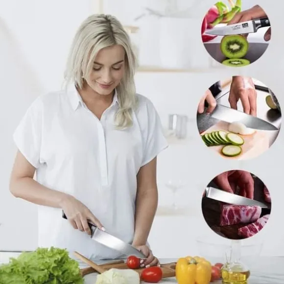 Köksknivset - SHAN ZU - Set med 3 kockknivar 200 mm kökskniv 153 mm skalkniv 95 mm