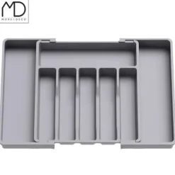 Kökslådorganisatör för bestick, utdragbar köksinsats, grå