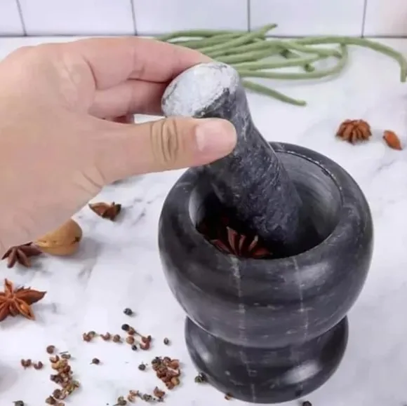 KÖKSMORTEL AV STEN FÖR KRYDDER MED STÖT FÖR ÖRTER KRYDDA XL