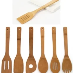 Köksredskap - Bambus - Set med 6 delar - Skedar och spatlar - Ekologisk - Hållbar