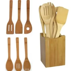 Köksredskap - Bambus - Set med 6 delar - Skedar och spatlar - Ekologisk - Hållbar