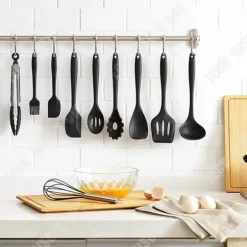 Köksredskap - TD® - 11-delarsset - Svart silikon - Non-stick - Komplett set