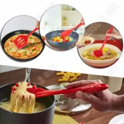 Köksredskap - TD® - Set med 10 delar - Röd silikon - Giftfri - Rostfritt stål