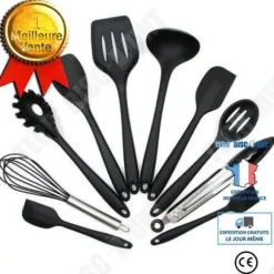 Köksredskap - TECH DISCOUNT - Kit med 10 delar - Silikon - Svart - Modern stil