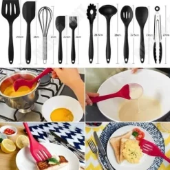 Köksredskap - TECH DISCOUNT - Kit med 10 delar - Silikon - Svart - Modern stil