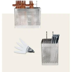 Köksredskap Förvaringshållare Rostfritt Stål Gaffel Ätpinnar Förvaringsorganisatör Bordshållare