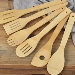 Köksredskap i bambu set om 6 st. - Träslevar i bambu