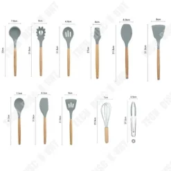 Köksredskapsset - TD® - Leeseph - Silikon - Trähandtag - Non-stick