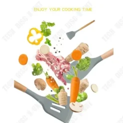 Köksredskapsset - TD® - Leeseph - Silikon - Trähandtag - Non-stick