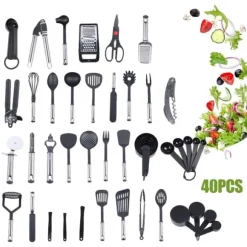 Köksredskapsset, Mångsidigt Verktygset, Hållbara Material,svart