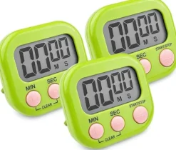 kökstimer - digital kökstimer - nedräkning stoppur med magnethållare hål - grön - 3 st