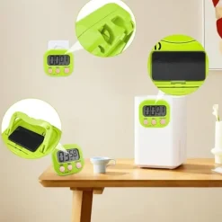 kökstimer - digital kökstimer - nedräkning stoppur med magnethållare hål - grön - 3 st