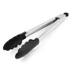 Kökstång i silikon i rostfritt stål 9" - Metallmatlagningsklämma med hängande hål