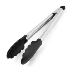 Kökstång i silikon i rostfritt stål 9" - Metallmatlagningsklämma med hängande hål