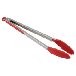 Kökstång Silikon Rostfritt stål Värmebeständig Antihalk Matserveringstång för bakning Matlagning Röd 40cm / 15,7in