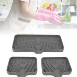 Kökstvålbricka Bänkskiva Silikon Handfatsavvisare Svamphållare för Badrumstoalett Grå