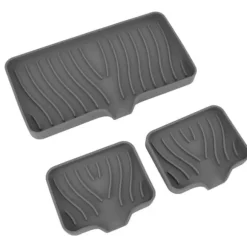 Kökstvålbricka Bänkskiva Silikon Handfatsavvisare Svamphållare för Badrumstoalett Grå