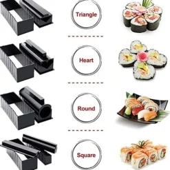 Köksverktyg - TD® - Set med 10 delar - Sushi-tillverkning - Svart färg - Material ABS