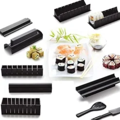Köksverktyg - TD® - Set med 10 delar - Sushi-tillverkning - Svart färg - Material ABS
