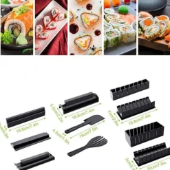 Köksverktyg - TD® - Set med 10 delar - Sushi-tillverkning - Svart färg - Material ABS