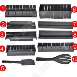 Köksverktyg - TD® - Tio delar - Sushitillverkning - Svart färg - Material ABS