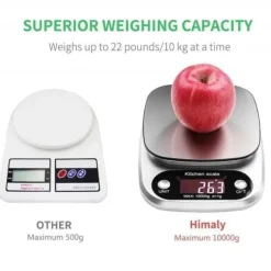 Köksvåg 10 kg/1g elektronisk hushållsmat med hög precision Stor LCD-skärm för tårta/paj/kex Professional