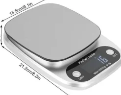 Köksvåg - Matvåg - med batteri, från 1 g till 10 kg, vattentät, silver - För vägning av mat och smycken