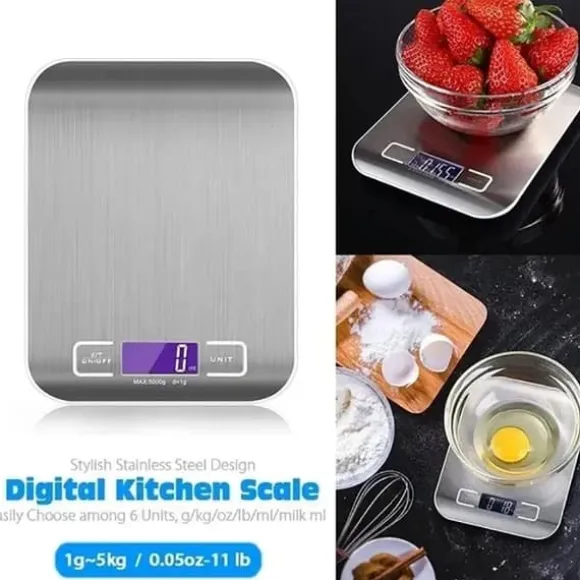 Köksvåg, Pocket Scale, Brevvåg Rostfritt Stål 1g-5kg Vit