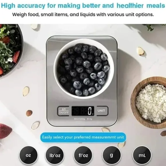 Köksvåg, Pocket Scale, Brevvåg Rostfritt Stål 1g-5kg Vit