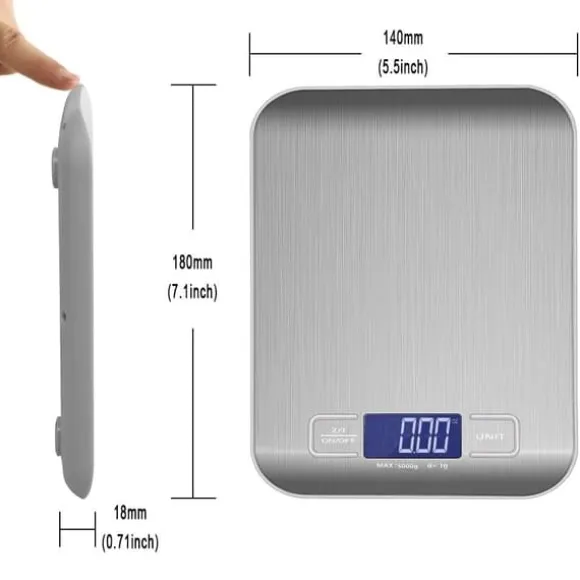 Köksvåg, Pocket Scale, Brevvåg Rostfritt Stål 1g-5kg Vit