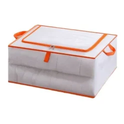 Klädförvaringsväska Stor kapacitet Transparent vattentät dragkedja Rektangelförvaringsbehållare för filtar Täcken XL 60x50x30cm