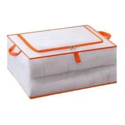 Klädförvaringsväska Stor kapacitet Transparent vattentät dragkedja Rektangelförvaringsbehållare för filtar Täcken XL 60x50x30cm