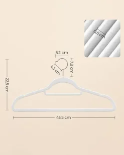 Klädgalgar 50-pack Halkfria - Galge Med Sammetsyta - Vit