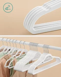 Klädgalgar 50-pack Halkfria - Galge Med Sammetsyta - Vit
