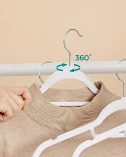 Klädgalgar 50-pack Halkfria - Galge Med Sammetsyta - Vit