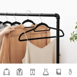 Klädgalgar 50-pack halkfria - Galge med sammetsyta - Svart