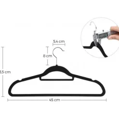 Klädgalgar 50-pack halkfria - Galge med sammetsyta - Svart