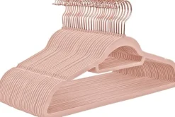 Klädgalgar 30-pack halkfria - Galge med sammetsyta Roséguld / Rosa