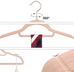 Klädgalgar 30-pack halkfria - Galge med sammetsyta Roséguld / Rosa